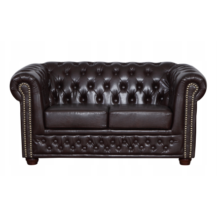 Sofa/ kanapa Chesterfield York Pikowana Brązowa Dwuosobowa